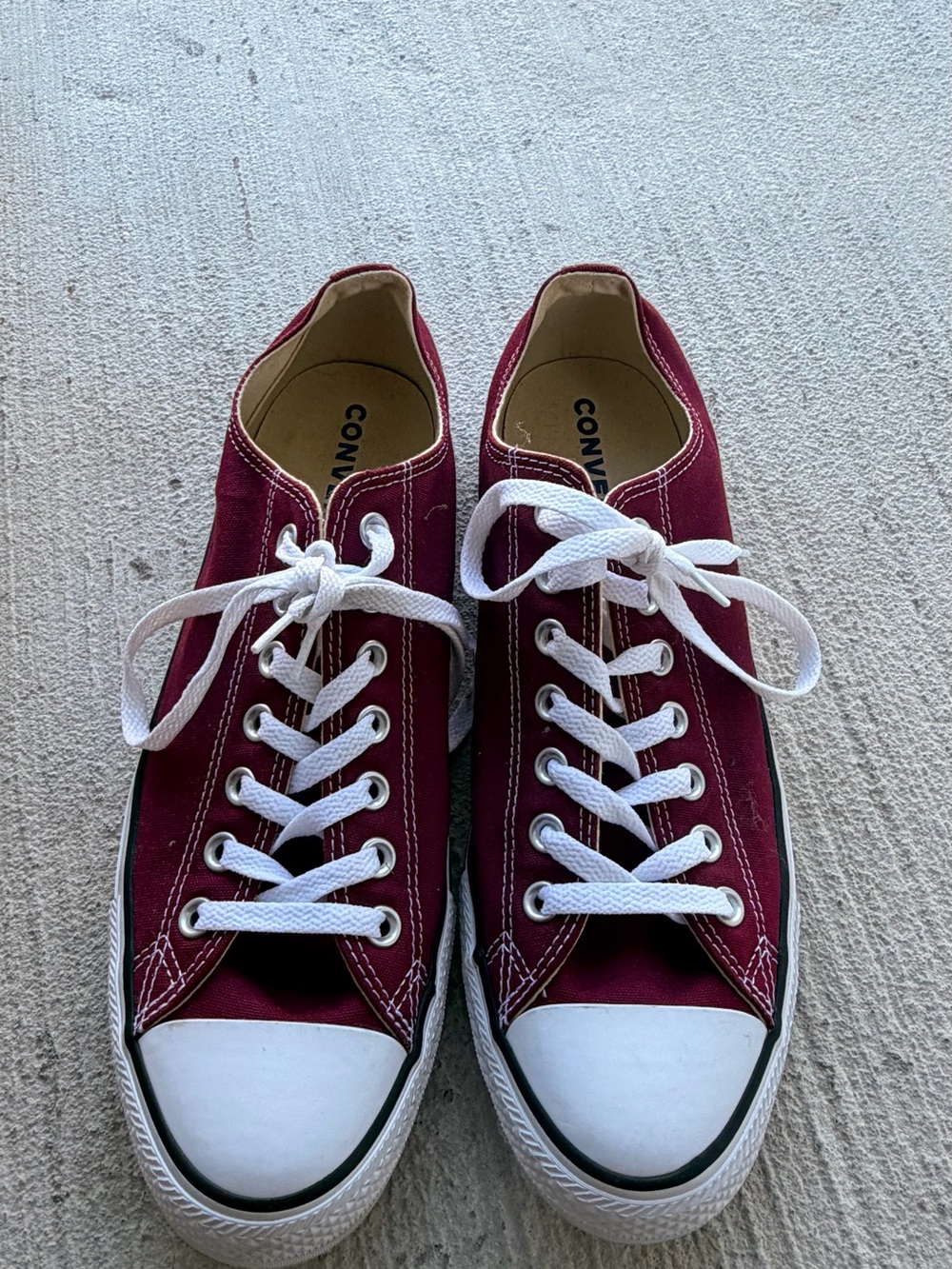 Converse Low-Top Canvas Sneakers in Burgundy with White Accents